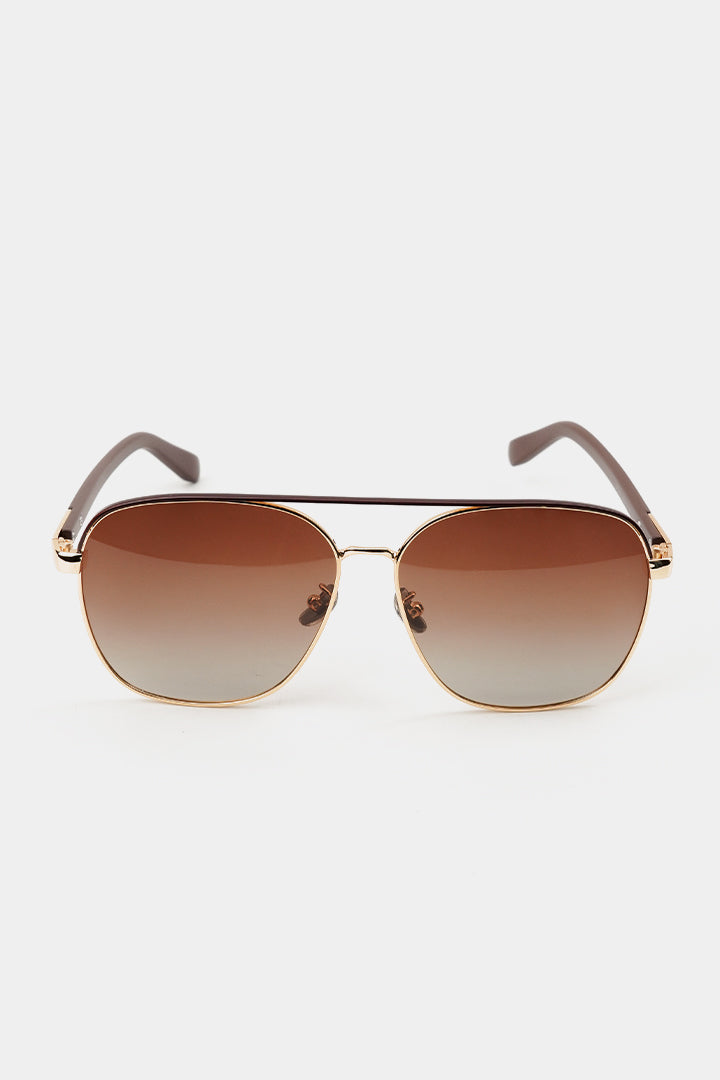 Double Bridge Square Sunglasses - Brown