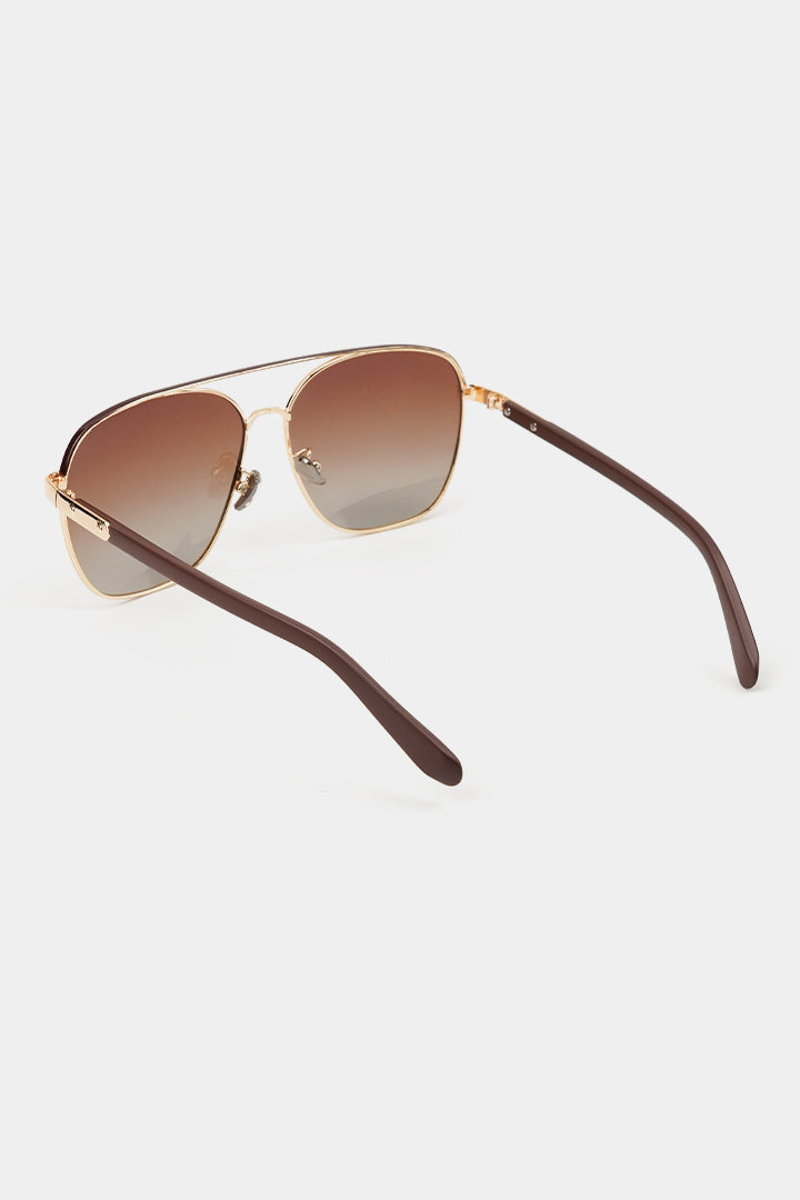 Double Bridge Square Sunglasses - Brown