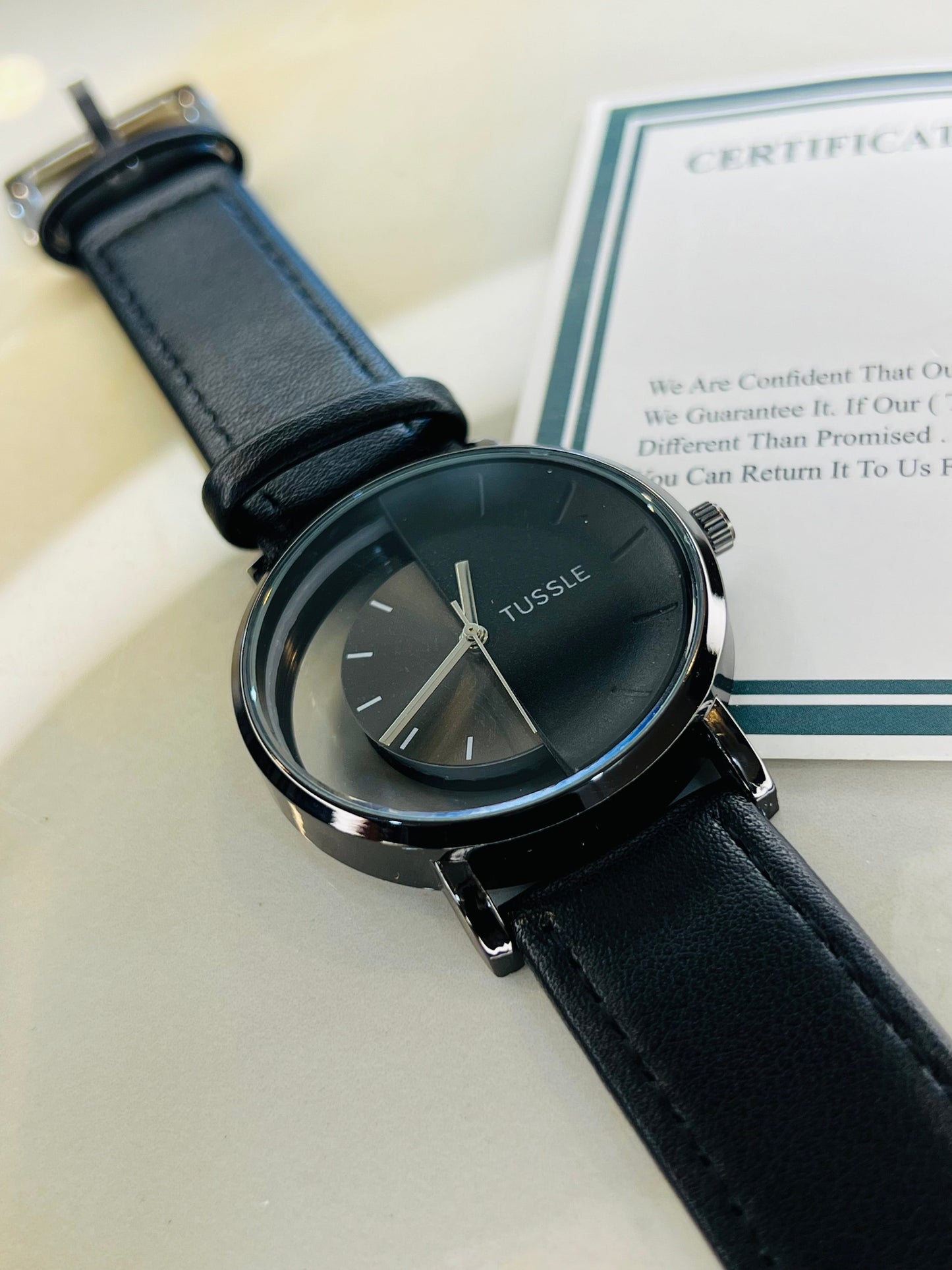 All Black Tussle Half Dial Watch
