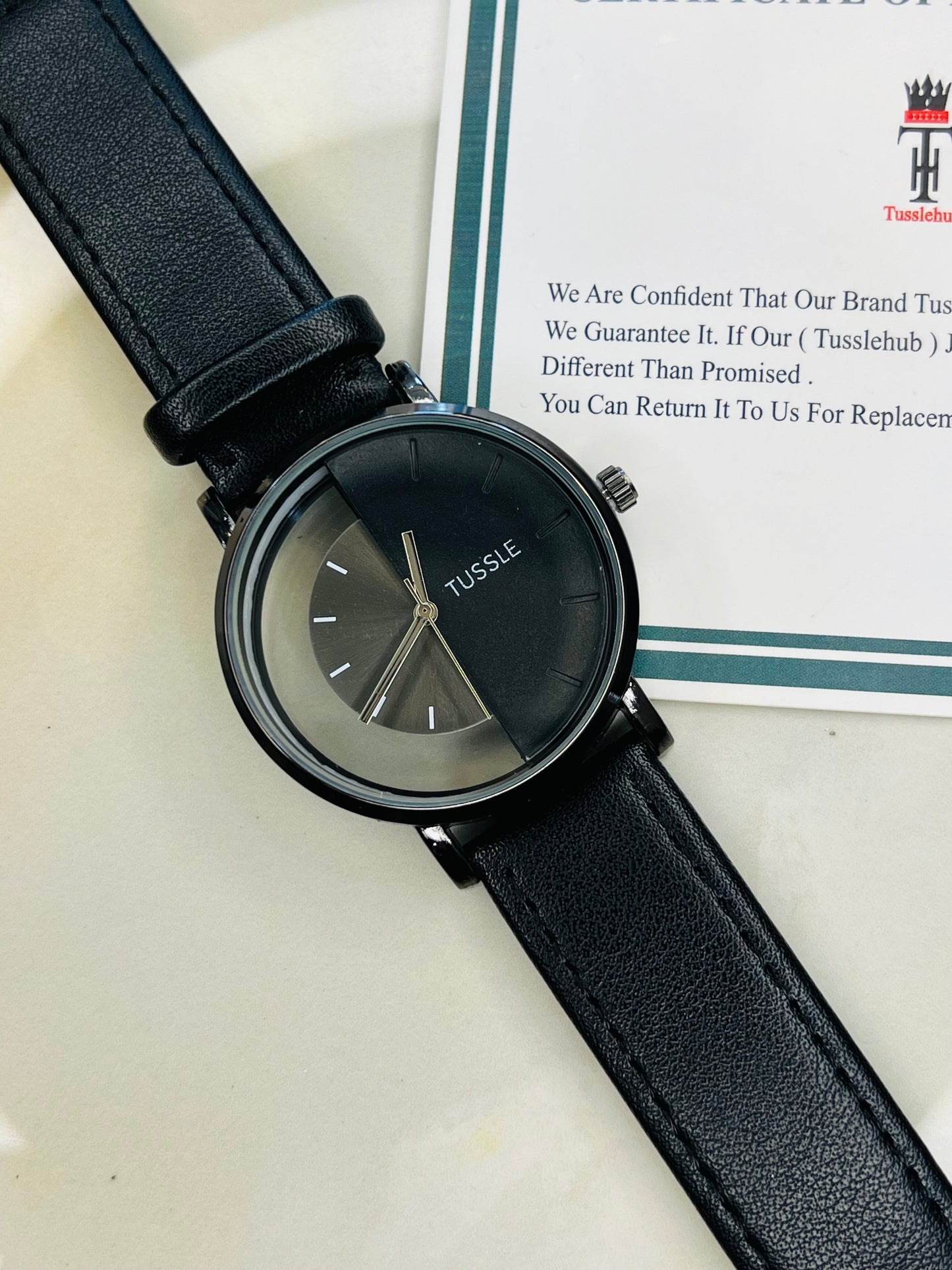 All Black Tussle Half Dial Watch