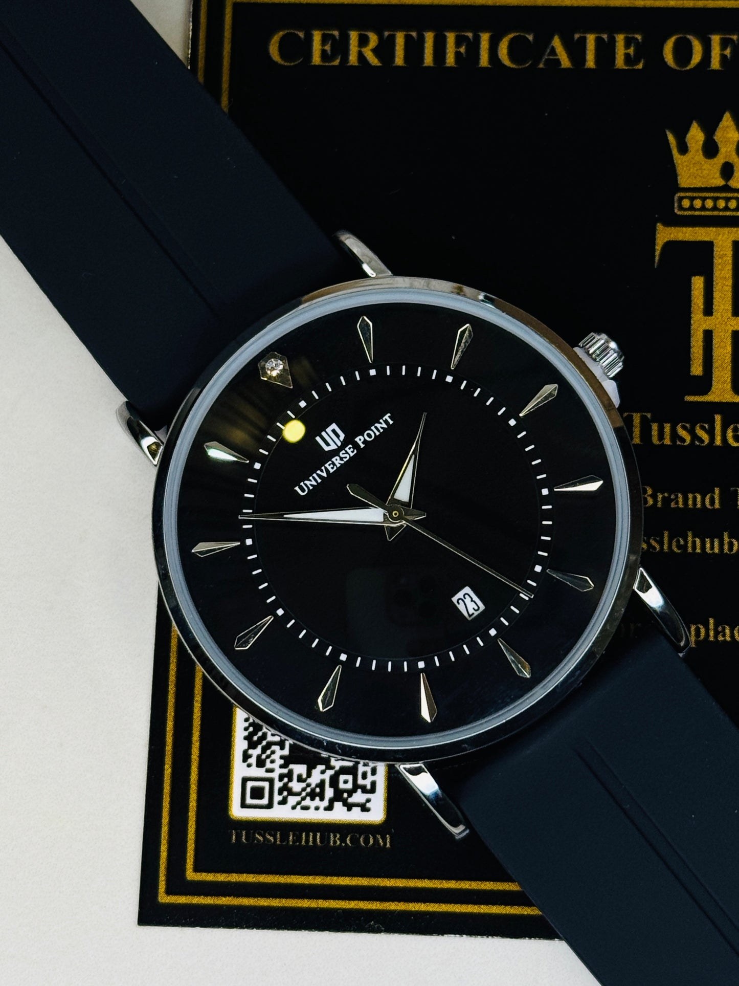 Black Silver Slim Balloon Universe Point Watch