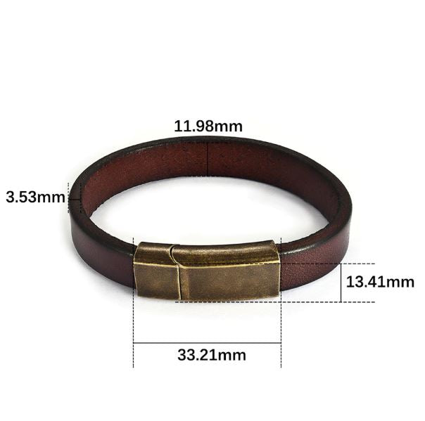 Brown Leather Magnetic Clasp Bracelet