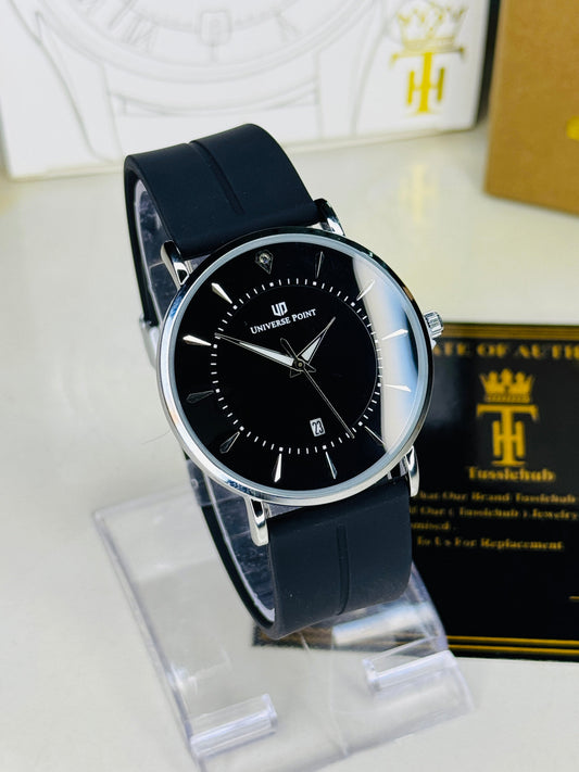 Black Silver Slim Balloon Universe Point Watch