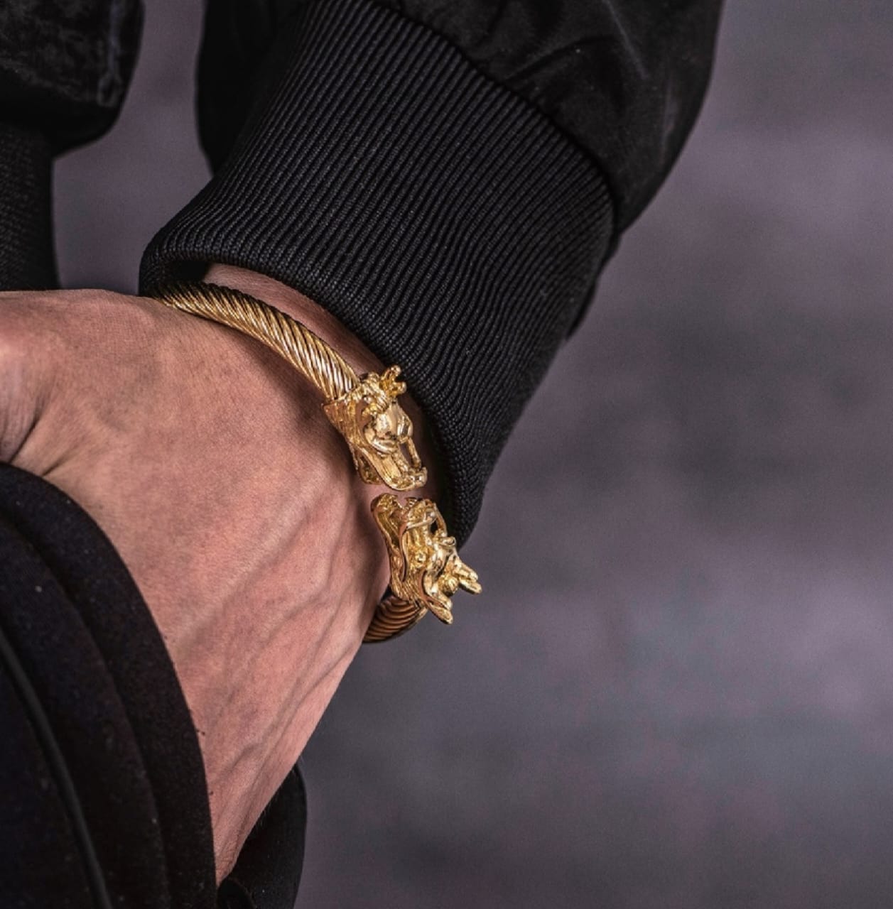 Dragon Cuff Head Cable Bracelet
